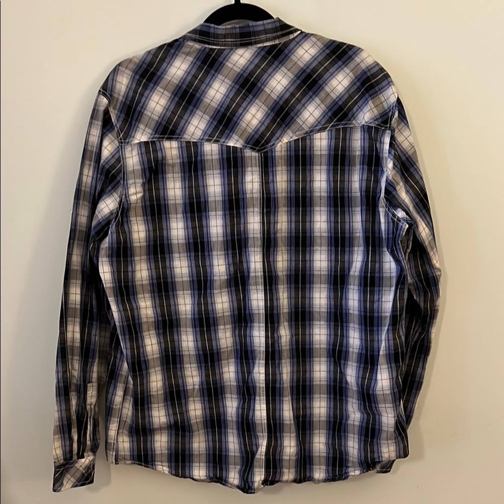 Eighty Eight Western Blue Plaid Shirt XL Snap Button Cowboy Western Style - Picture 5 of 7